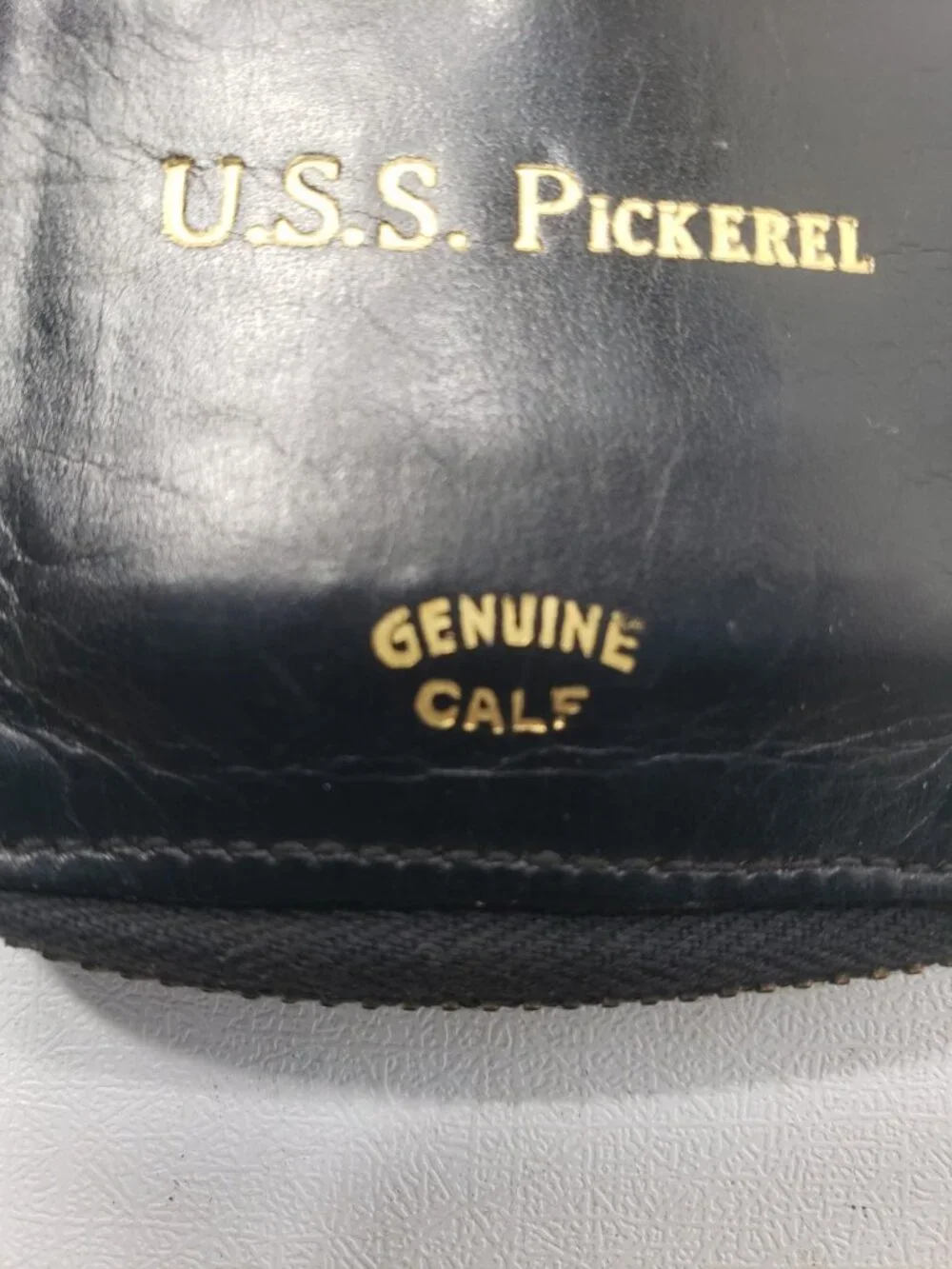 Vintage USS Pickerel US Navy Submarine Genuine Calf Leather Wallet USN